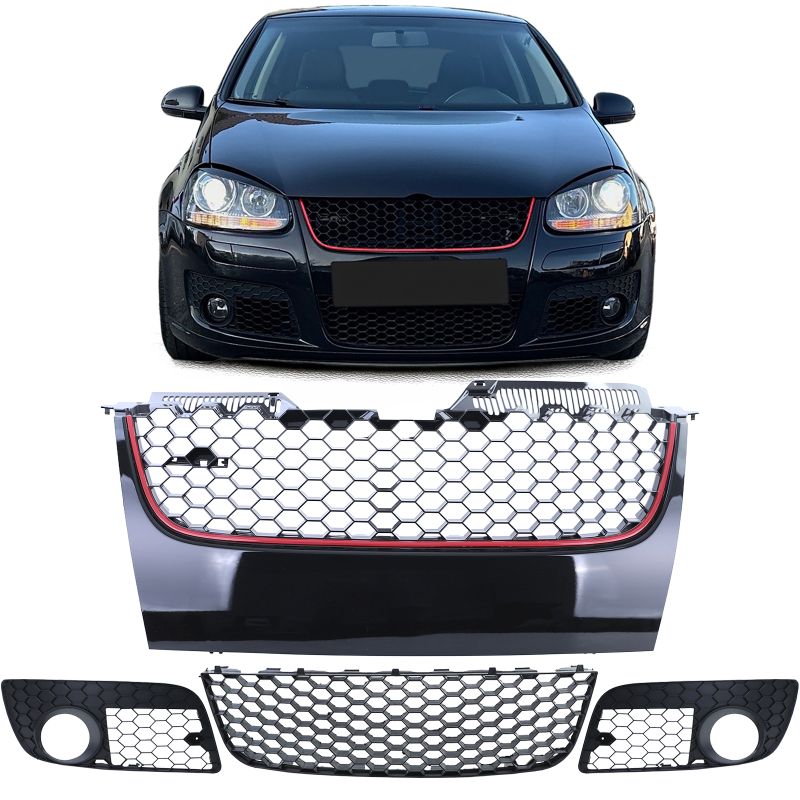 Set griglie NO LOGO per paraurti GTI rosso/nero