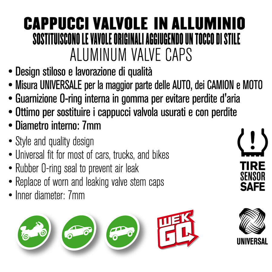 Cappucci valvola Wekgo Esagonali