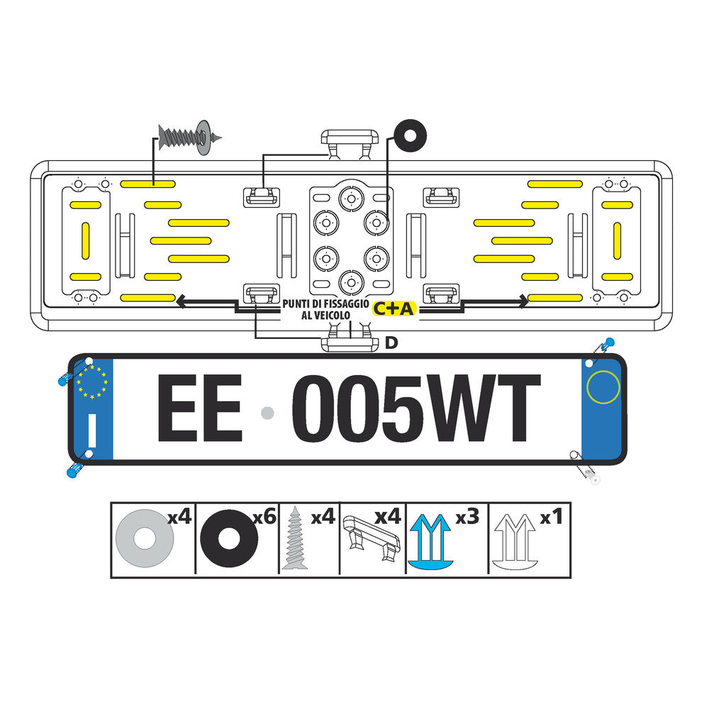 Portatarga anteriore in ABS - Cromo