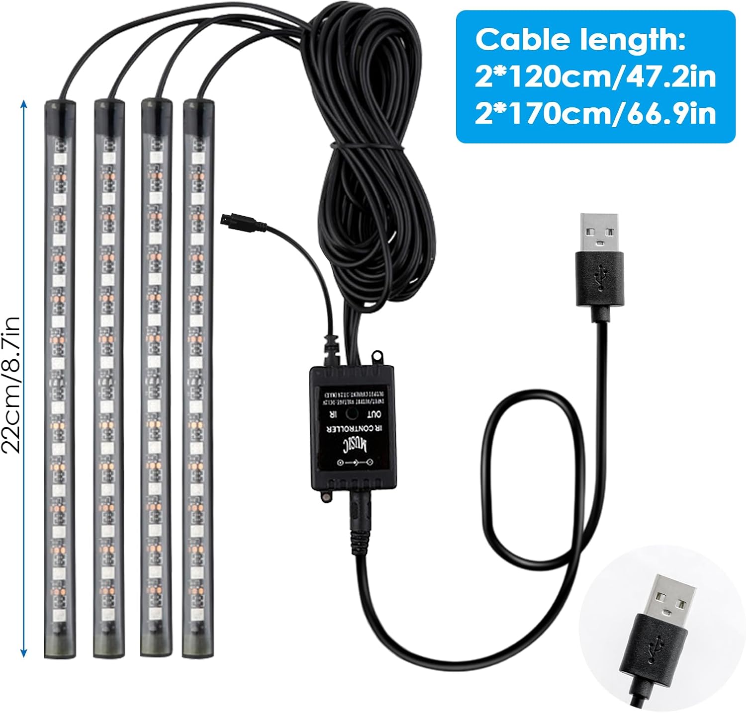 4 strisce led interno universali