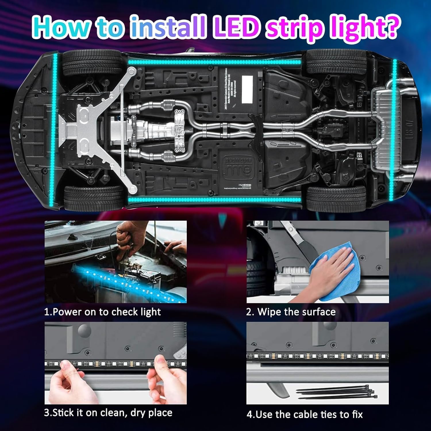 Kit led sottoscocca auto con app
