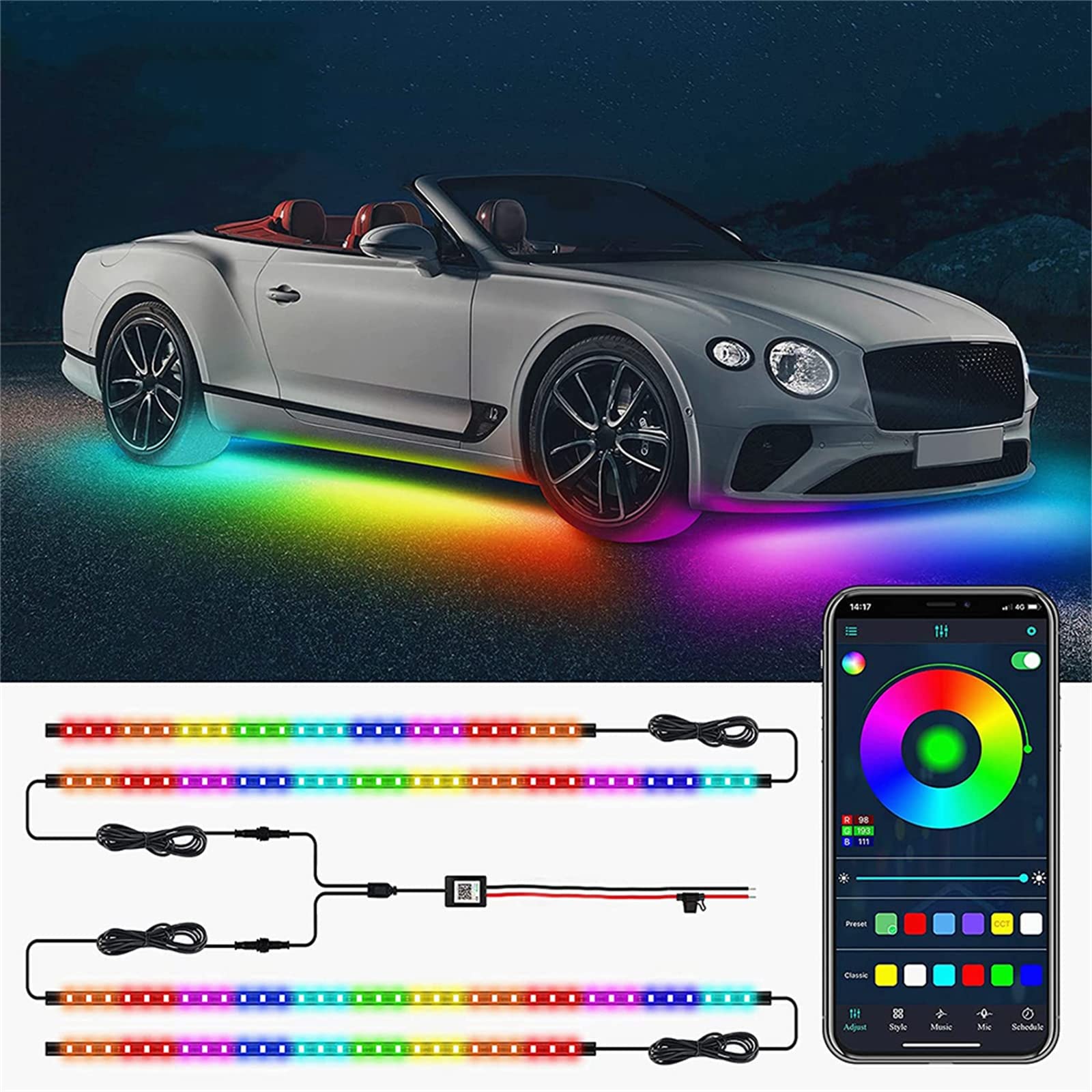 Kit led sottoscocca auto con app