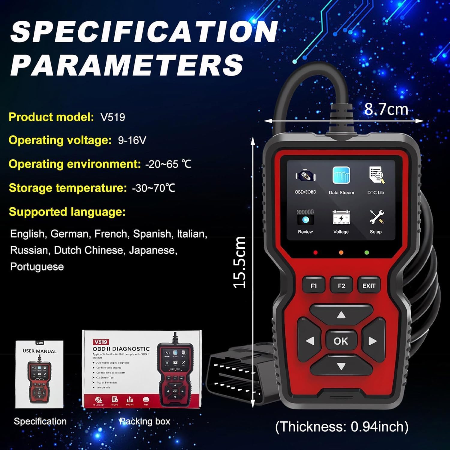 Dispositivo diagnostico OBD2 - V519