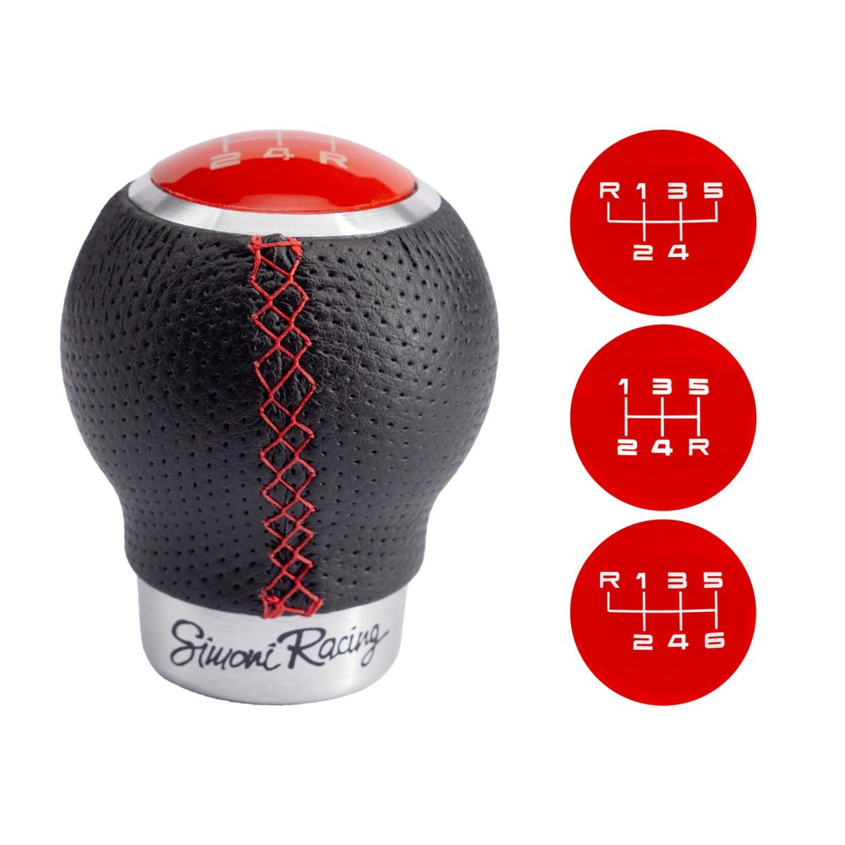 Pomello cambio universale cucitura rossa