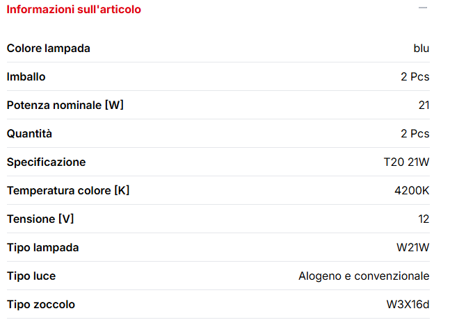 Set Lampade T20 1 Luce Blu X-White 12V (2PCS)