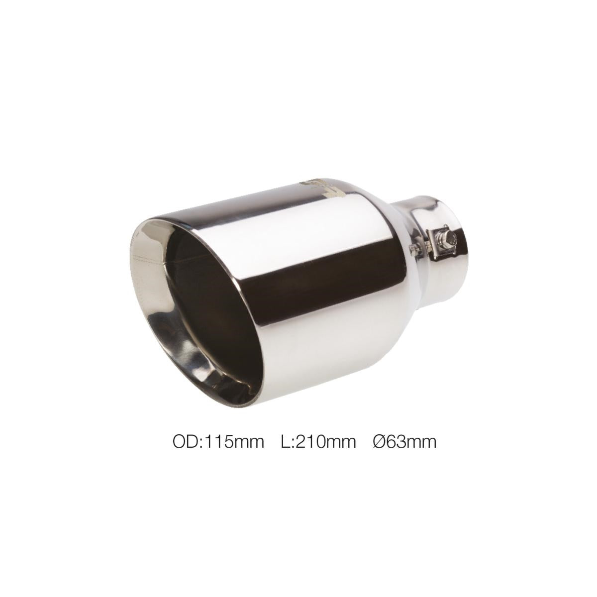 Terminale rotondo 115mm  inclinato acciaio inox