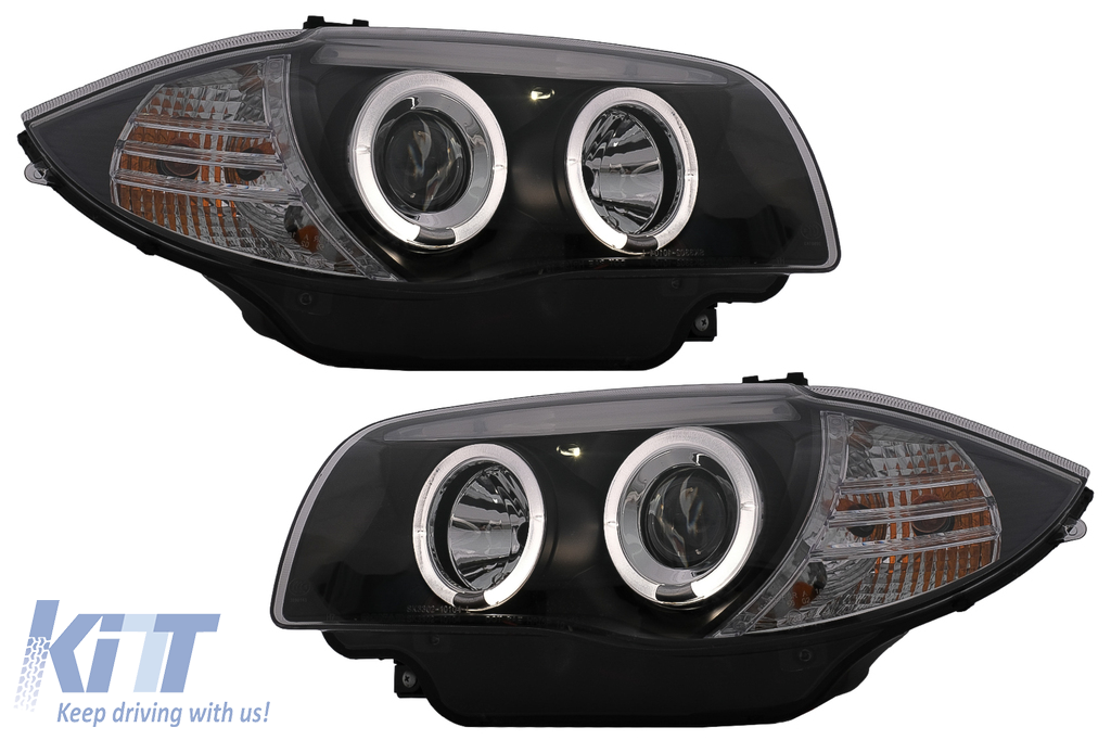 Fari Angel Eyes adatti per BMW Serie 1 E81 E82 E87 E88 (2004-2011) Nero