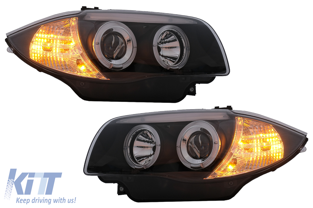 Fari Angel Eyes adatti per BMW Serie 1 E81 E82 E87 E88 (2004-2011) Nero