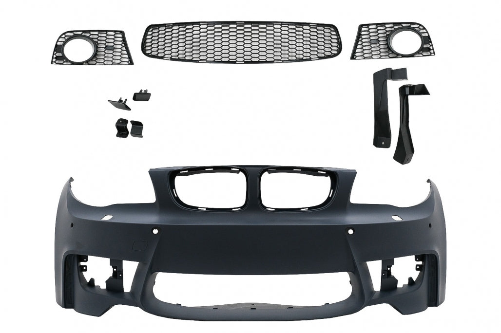 Paraurti anteriore adatto per BMW Serie 1 E81 E82 E87 E88 (2004-2011) Design 1M con SRA PDC