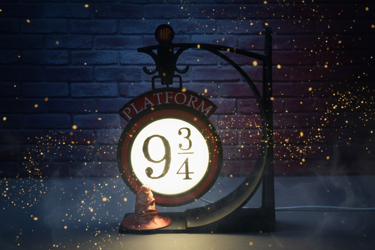 Lampada Platform 9¾ con sfondo a tema