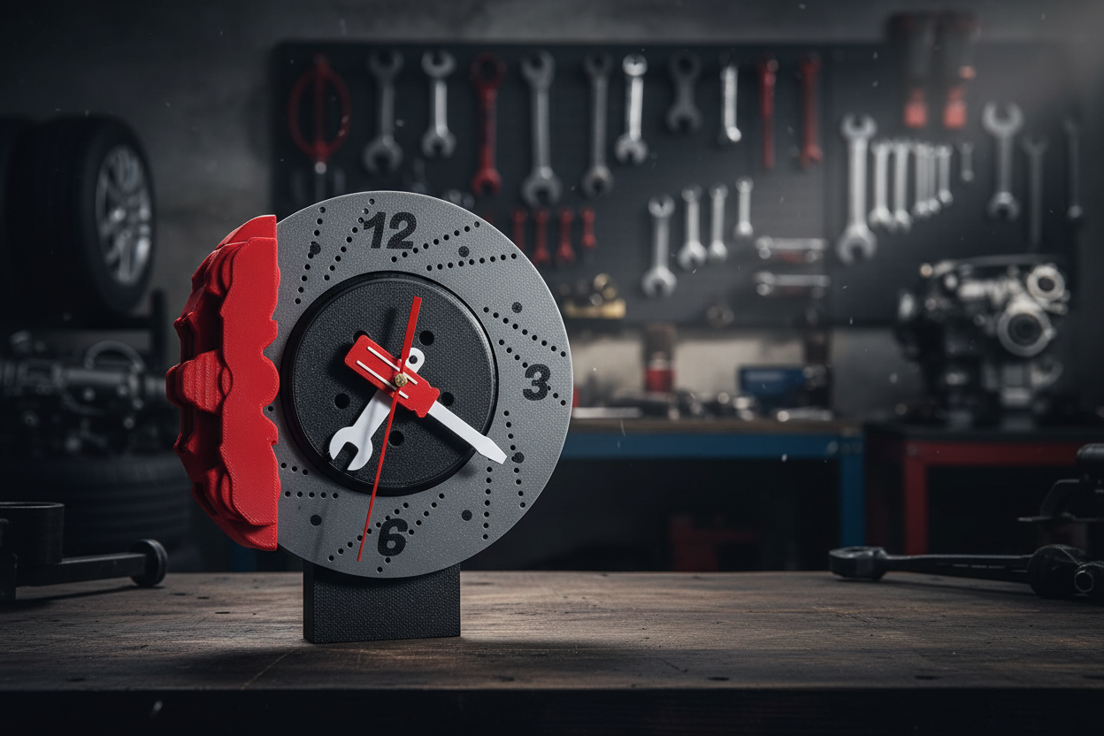 Orologio disco freno sfondo officina