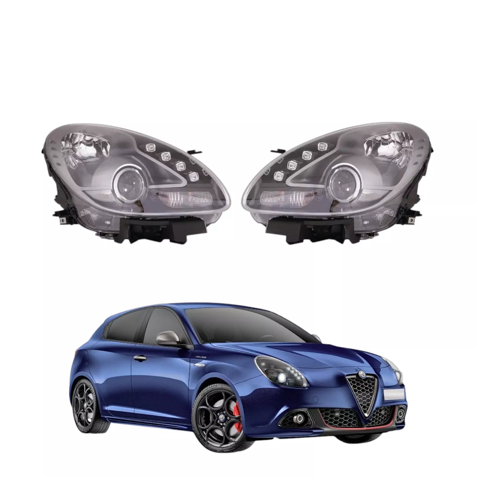 Coppia Fari Proiettori Alfa Romeo Giulietta (Parabola Nera)