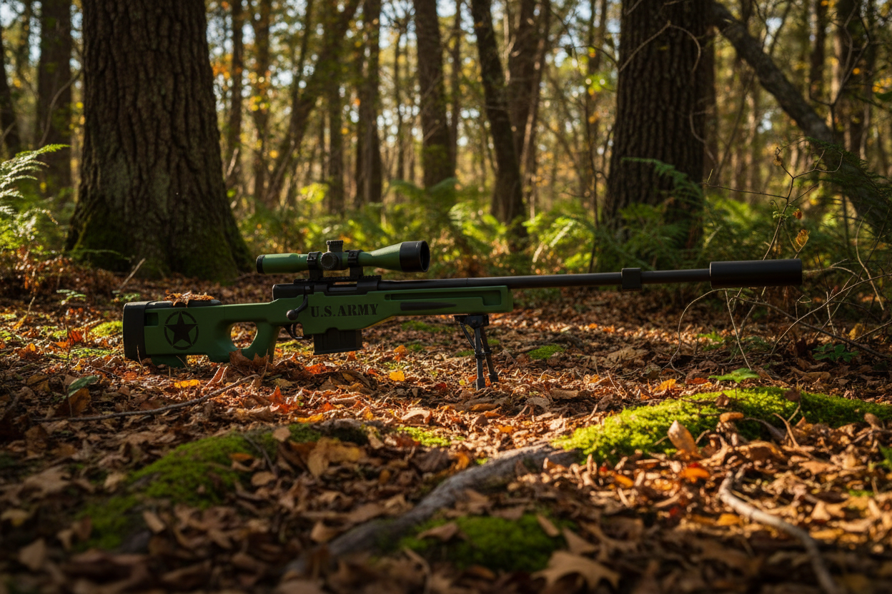 Sniper rifle in foresta
