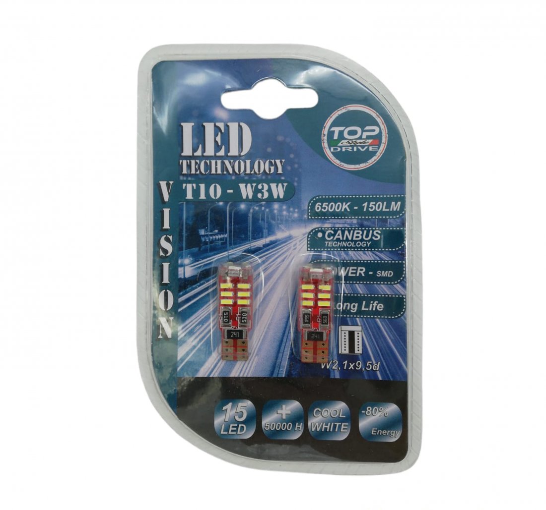 Coppia lampada T10 - 15 Led canbus