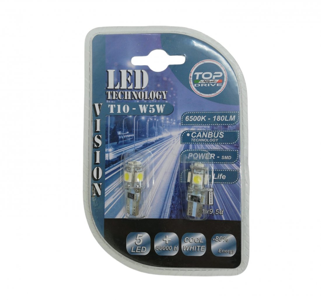 Coppia lampada T10 - 5 Led canbus